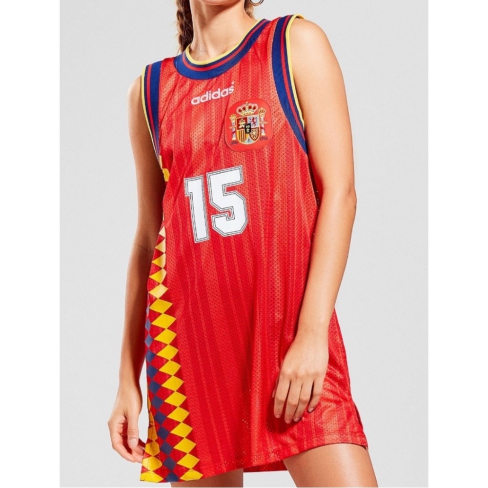 Free People x Adidas Originals Spain 1994 Retro Basketball Jersey Dress Large